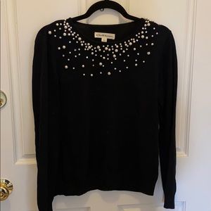 Pearl embellished black sweater